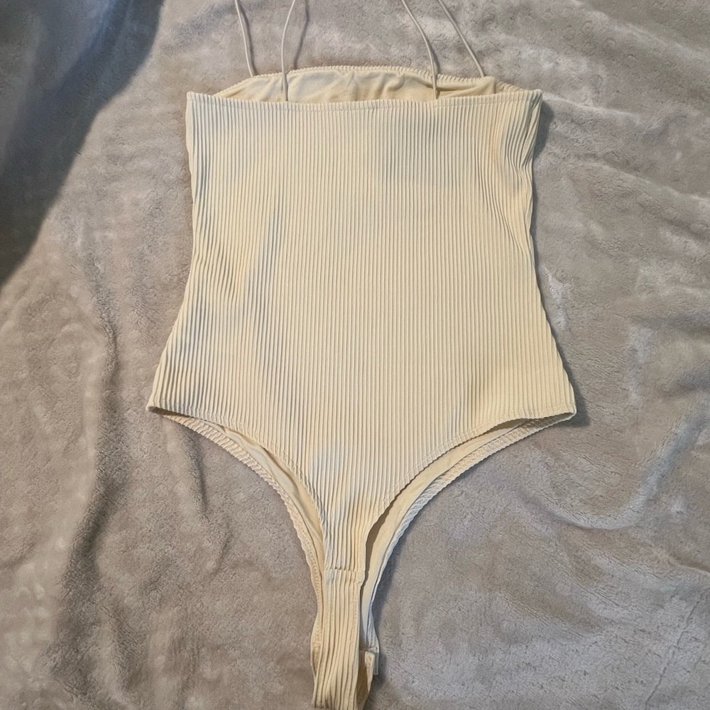 Cream Ribbed One Piece - Picture 2 of 3